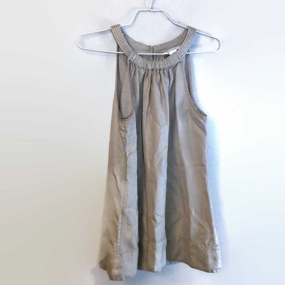white house black market beige silk halter tank Sz small